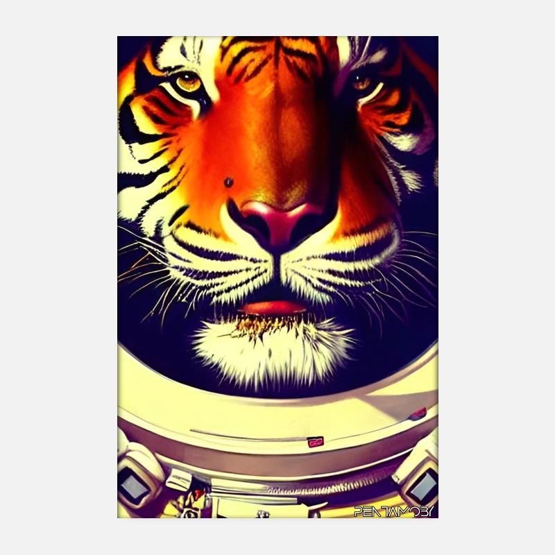 Tiger Raubkatze Astronaut Zukunft Sci-Fi Technik Poster 20x30 cm