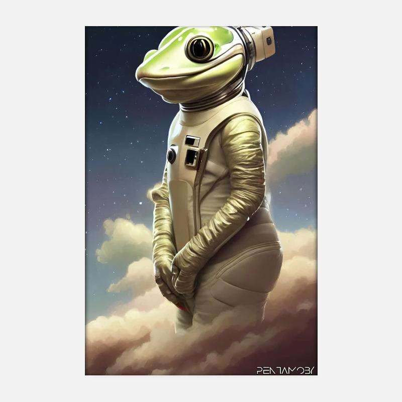 Frosch Amphibie Astronaut Zukunft Sci-Fi Technik Poster 20x30 cm