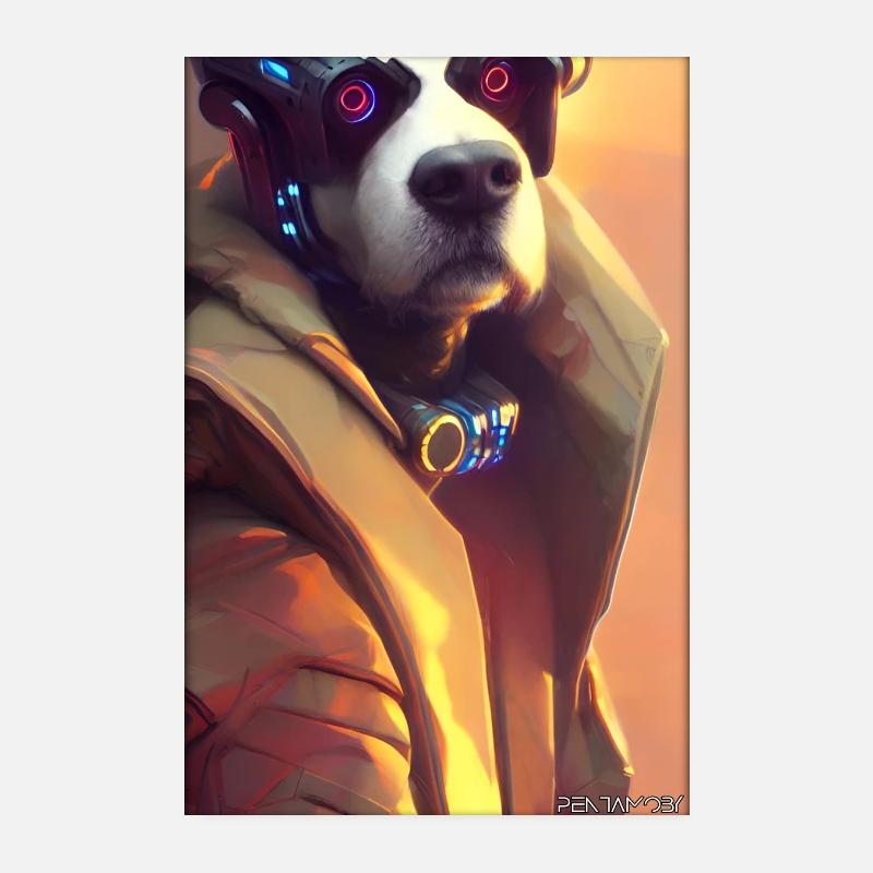 Dog Dog Lovers Cyber Neon Punk Future Sci-Fi Poster 20 x 30 cm