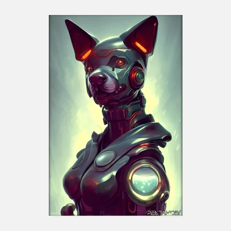 Dog Dog Lovers Cyber Neon Punk Future Sci-Fi Poster 20 x 30 cm
