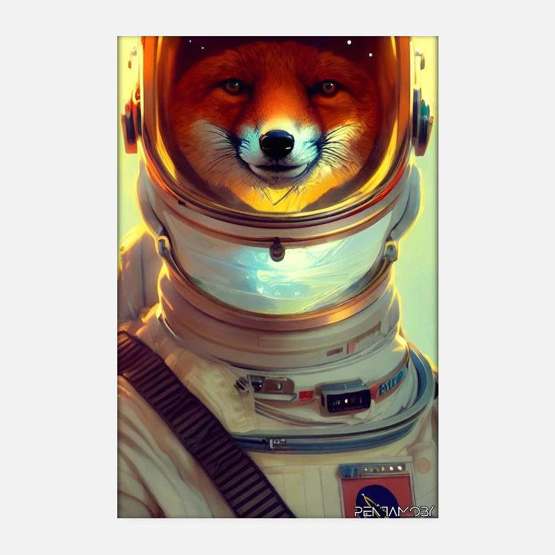 Fox Wildlife Astronaut Future Sci-Fi Technology Poster 20 x 30 cm