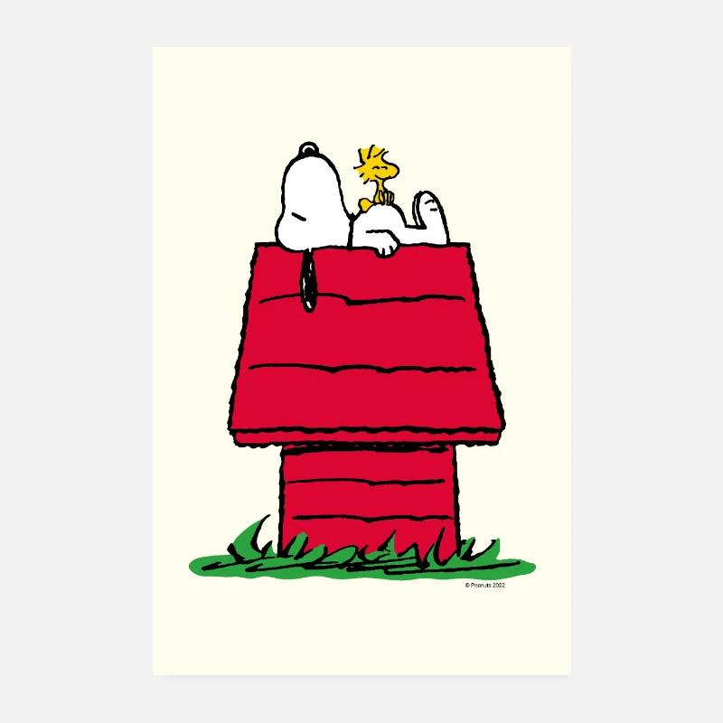 Peanuts Snoopy Et La Niche Du Chien Poster - Poster 20 x 30 cm - blanc