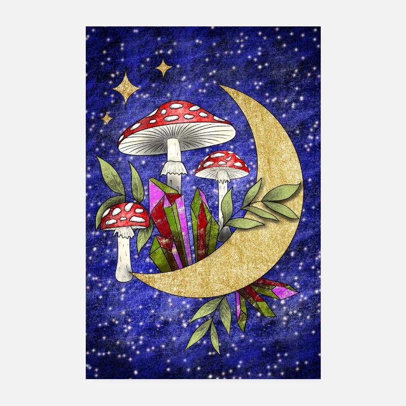 Mushrooms in the moonlight - Format B Poster 8" x 12" (20x30 cm)