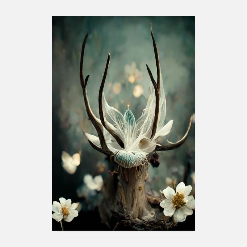 Bois de cerf et toile d'araignée Poster 20 x 30 cm