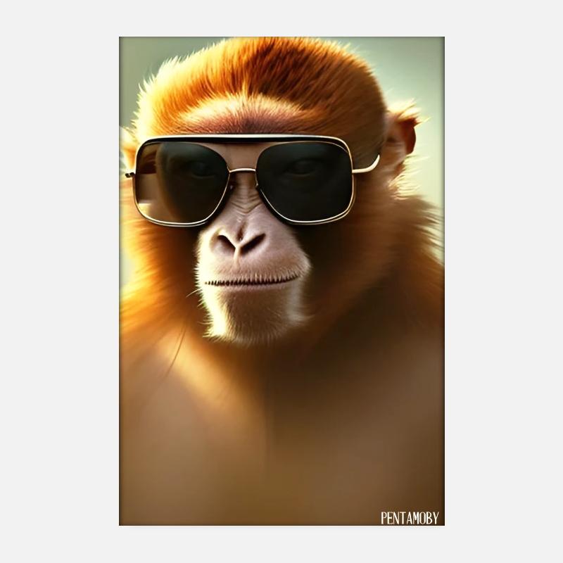 Affe Sonnenbrille Wildtier Affenkopf Tierwelt Zoo Poster 20x30 cm