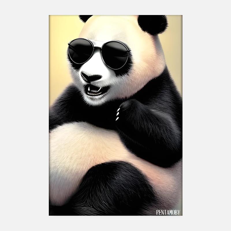 Panda Sunglasses Wildlife Forest Animals Wilderness Poster 8" x 12" (20x30 cm)