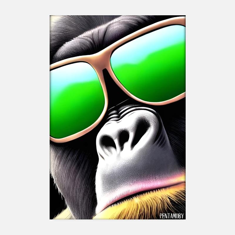 Gorille Lunettes de soleil Faune Forêt Animaux Faune Poster 20 x 30 cm