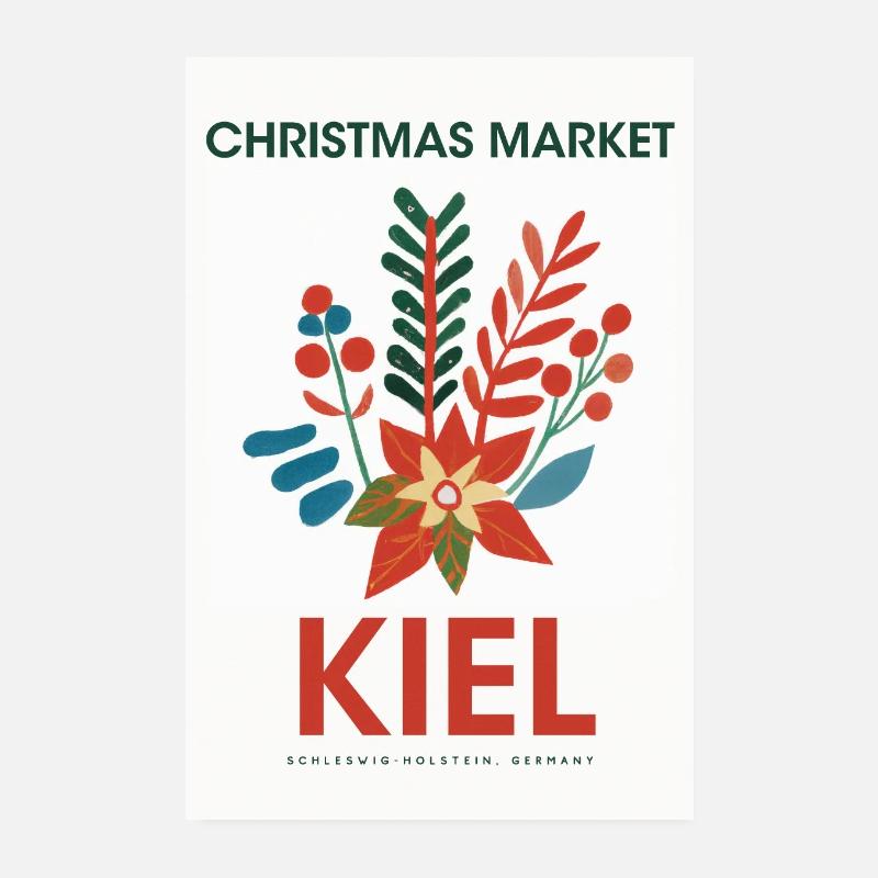 Weihnachtsmarkt Kiel Poster Germany 1960 Poster 20x30 cm