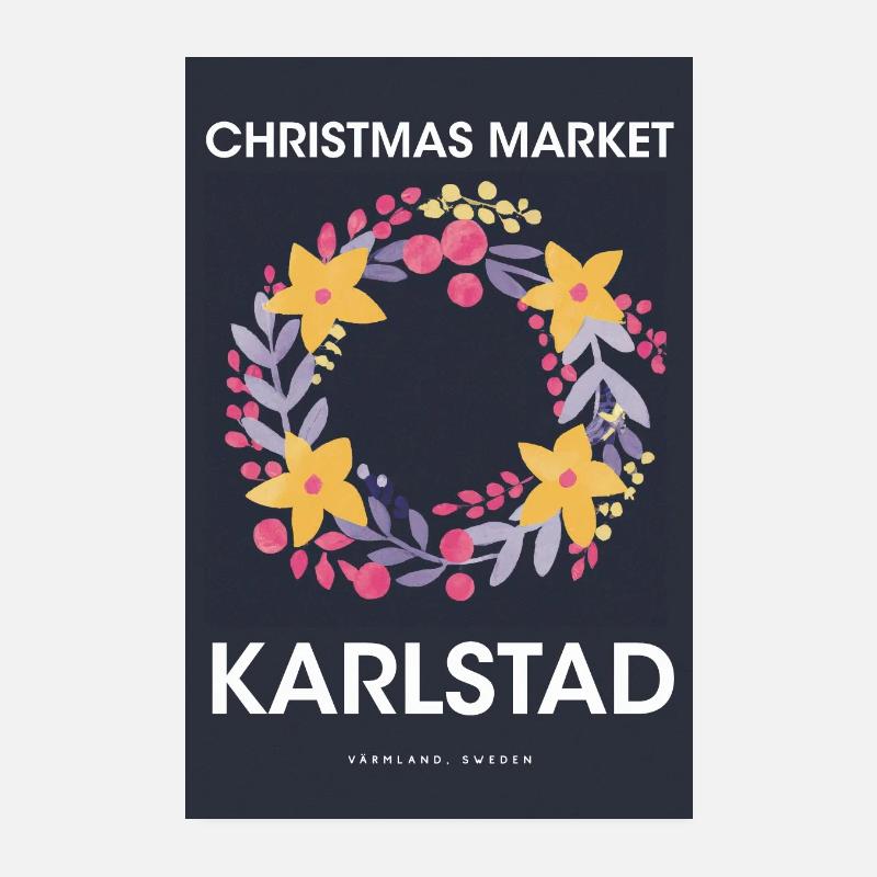 Marché de Noël Karlstad Affiche Suède 1960 Poster 20 x 30 cm