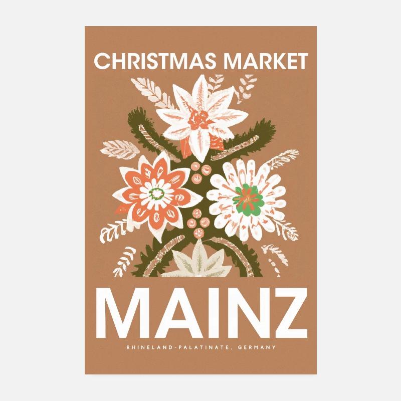 Marché de Noël Mayence Affiche Allemagne 1960 Poster 20 x 30 cm