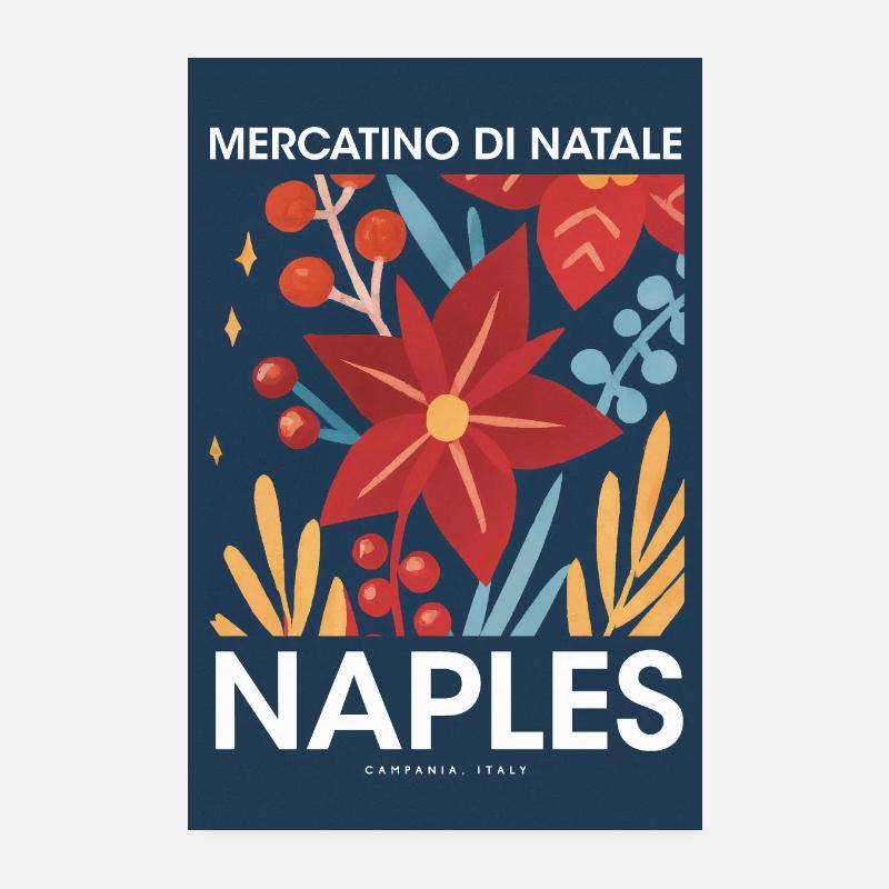 Marché de Noël Naples Affiche Italie 1960 Poster 20 x 30 cm