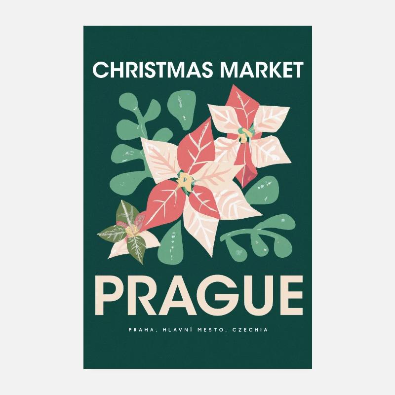 Marché de Noël Prague Affiche Tchéquie 1960 Poster 20 x 30 cm