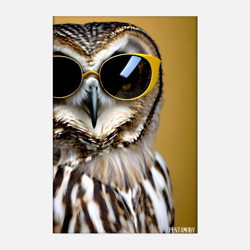 Hibou Lunettes de soleil Faune Oiseau Forêt Forêt animale Poster 20 x 30 cm