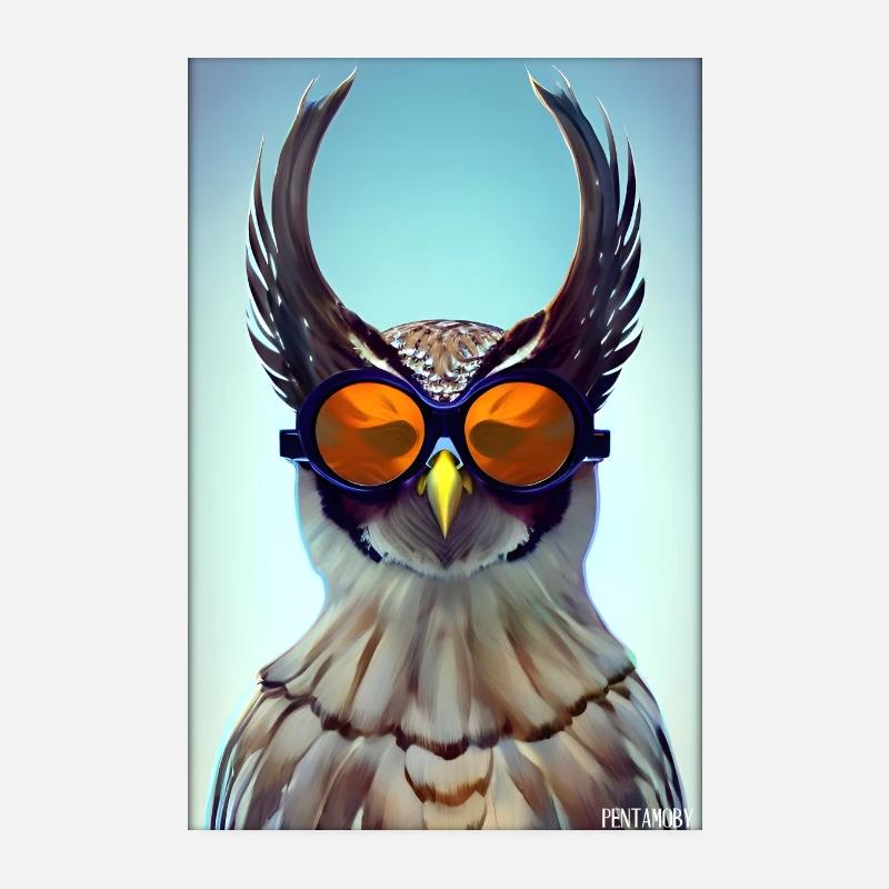 Eule Sonnenbrille Wildtier Vogel Waldtier Wald Poster 20x30 cm