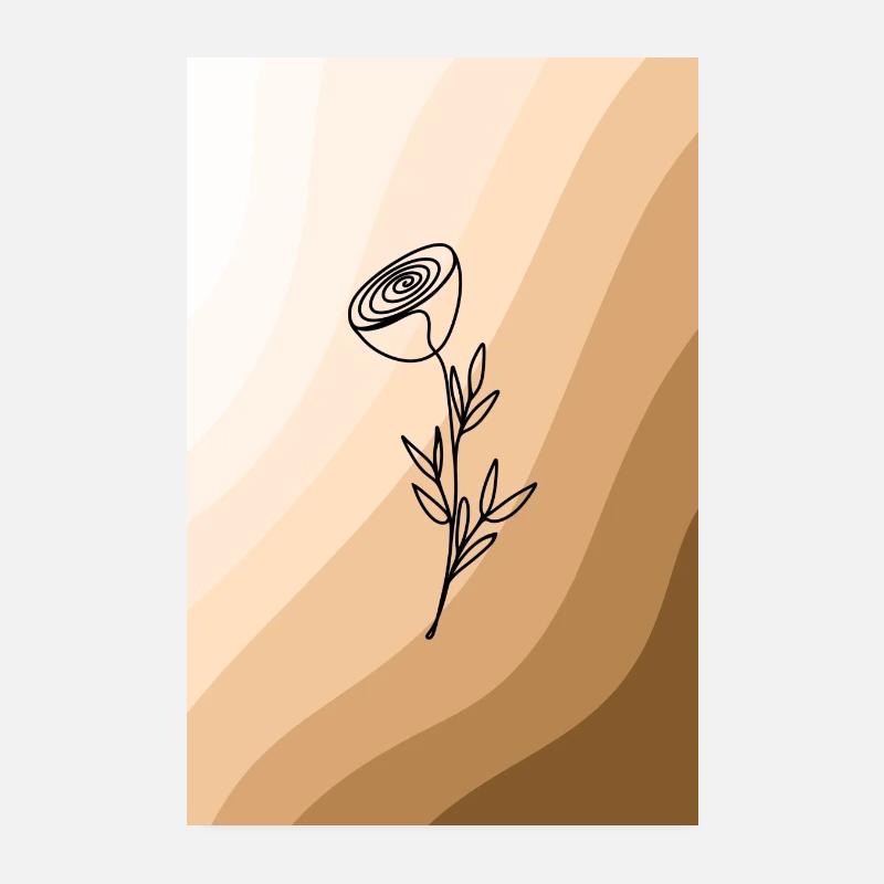 Oneline Rose - Poster 20x30 cm - Weiß