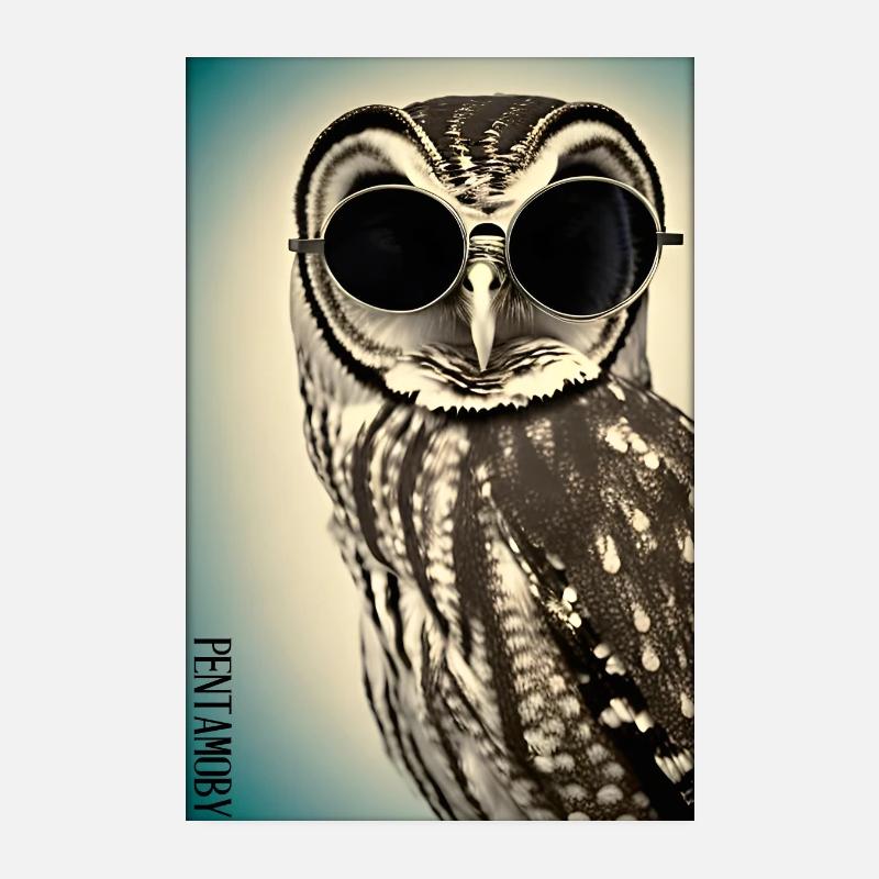 Hibou Lunettes de soleil Faune Oiseau Forêt Forêt animale Poster 20 x 30 cm