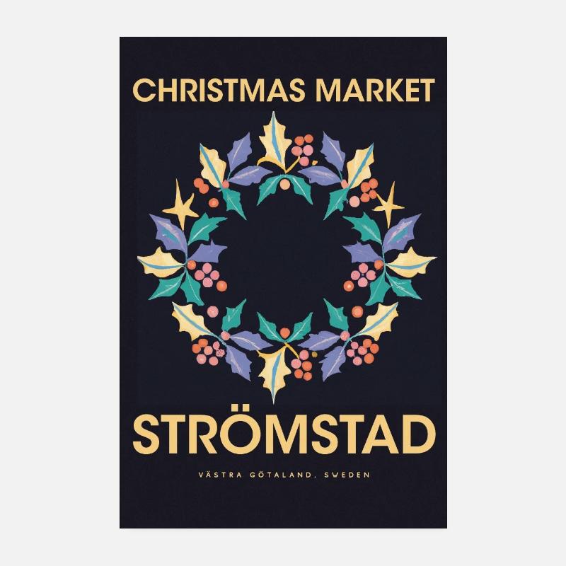 Marché de Noël Stromstad Affiche Suède 1960 Poster 20 x 30 cm