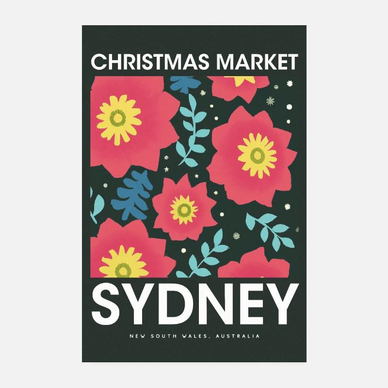 Marché de Noël Sydney Affiche Australie 1960 Poster 20 x 30 cm