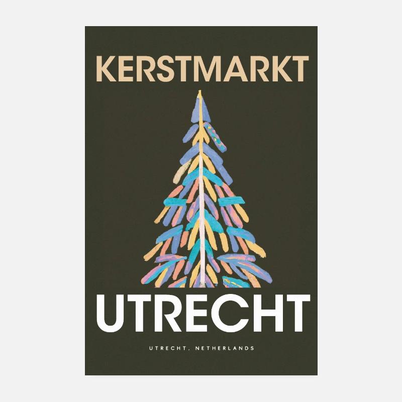 Marché de Noël Utrecht Affiche Pays-Bas 1960 Poster 20 x 30 cm