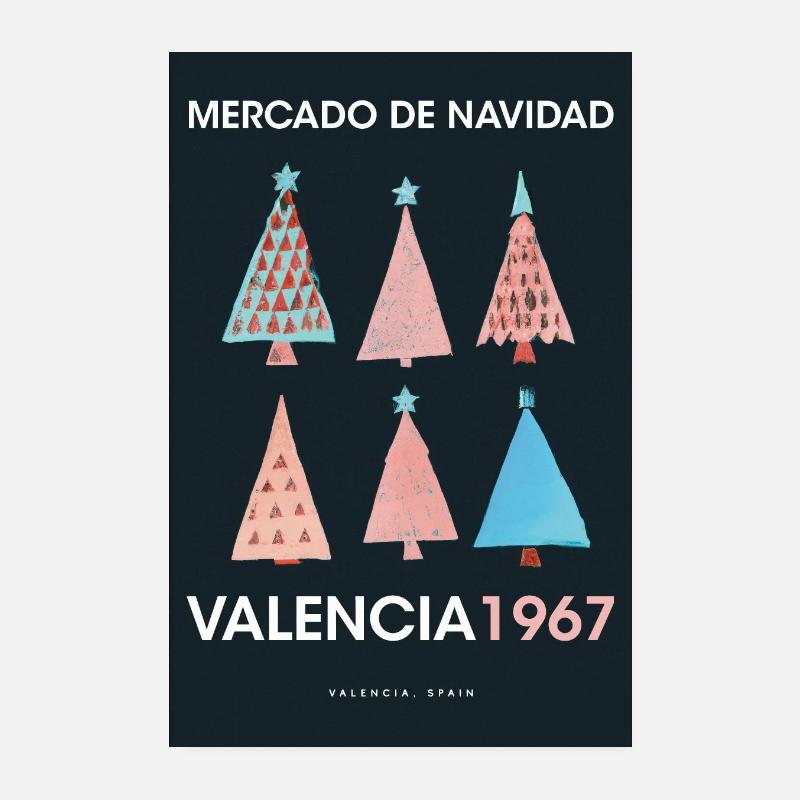 Marché de Noël Valencia Affiche Espagne 1960 Poster 20 x 30 cm