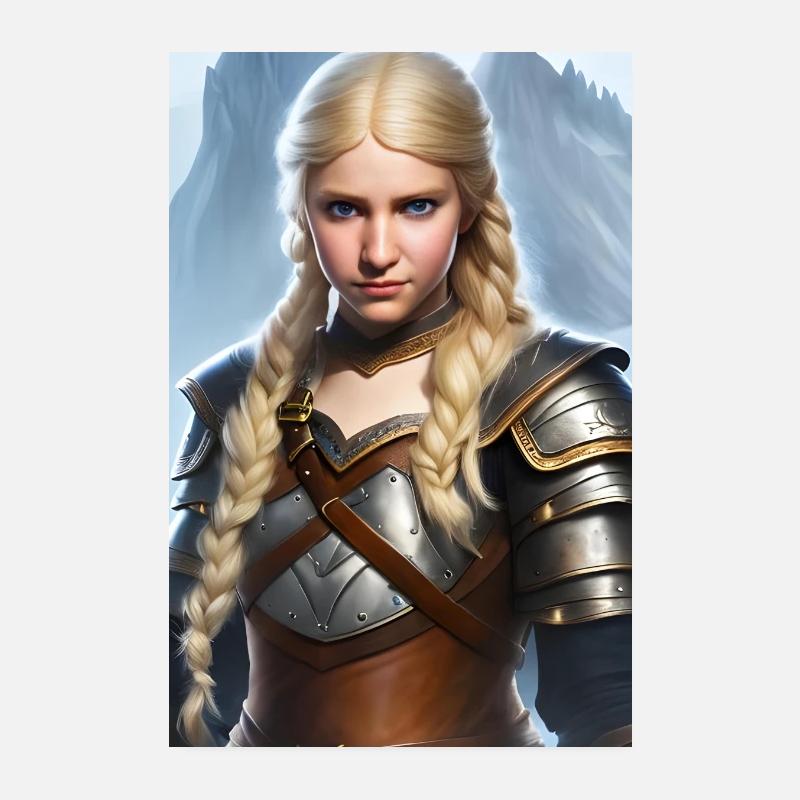 Young Adult Shield Maiden - Poster 20x30 cm - Weiß