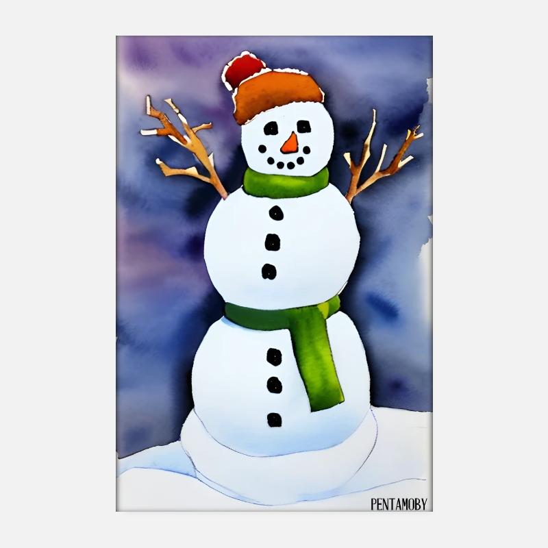 Snowman Snow Winter Christmas Advent Poster 8" x 12" (20x30 cm)