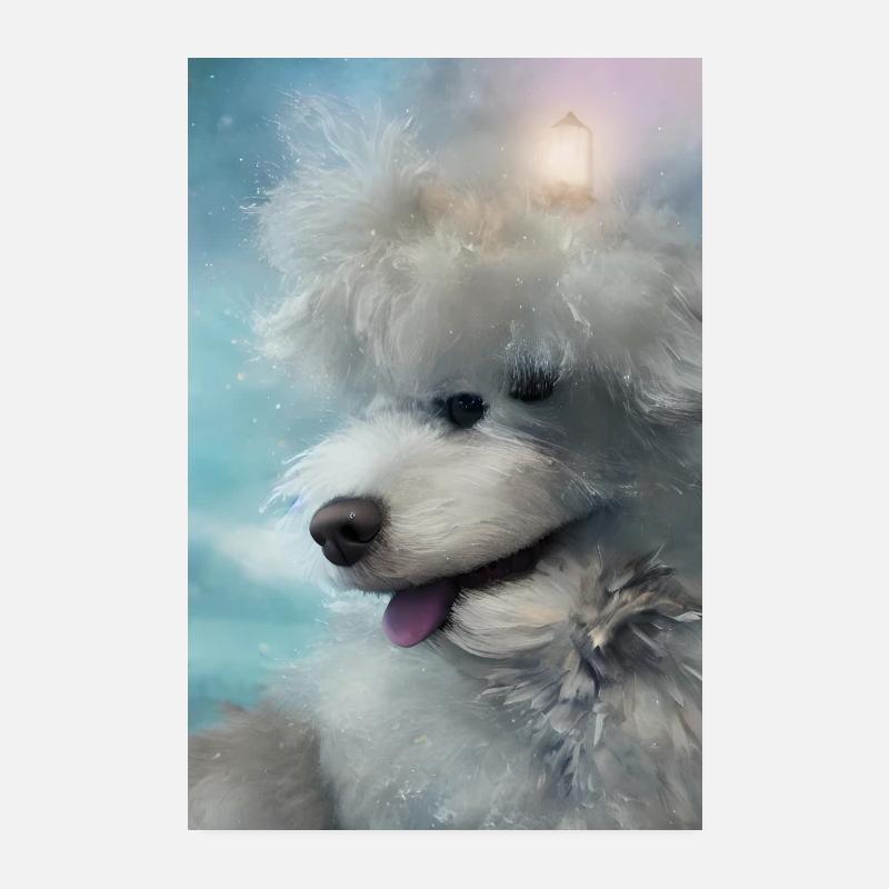 CHIEN ULTRA-MIGNON DANS UN PAYSAGE DE CONTE DE FÉES Poster 20 x 30 cm