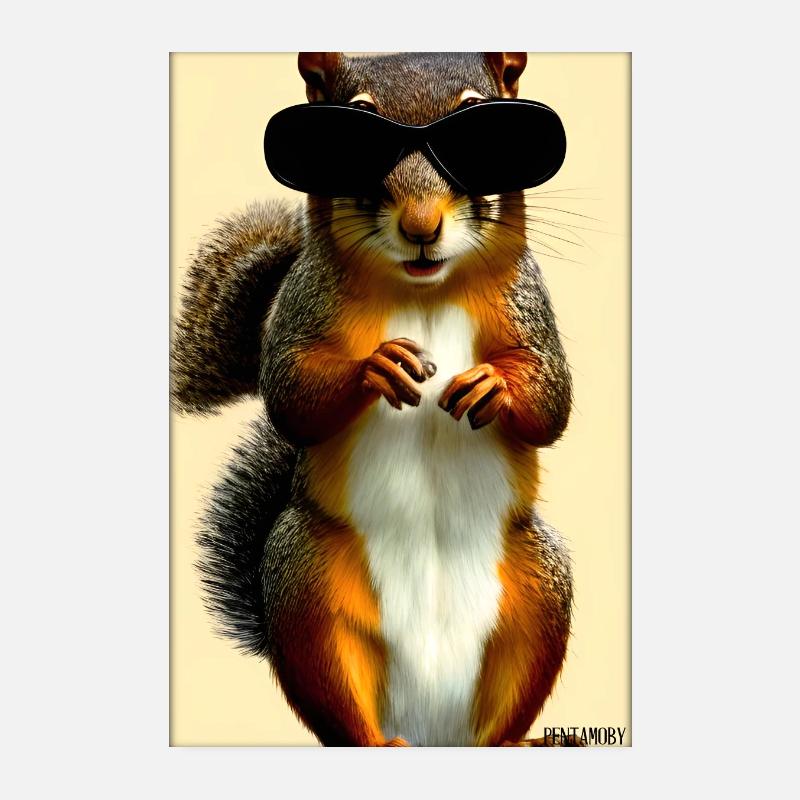 Écureuil Lunettes de soleil Faune Forêt Forêt Forêt Poster 20 x 30 cm