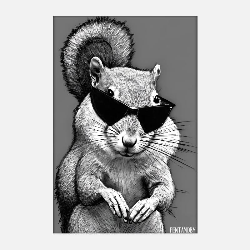 Eichhörnchen Sonnenbrille Wildtier Waldtier Wald Poster 20x30 cm