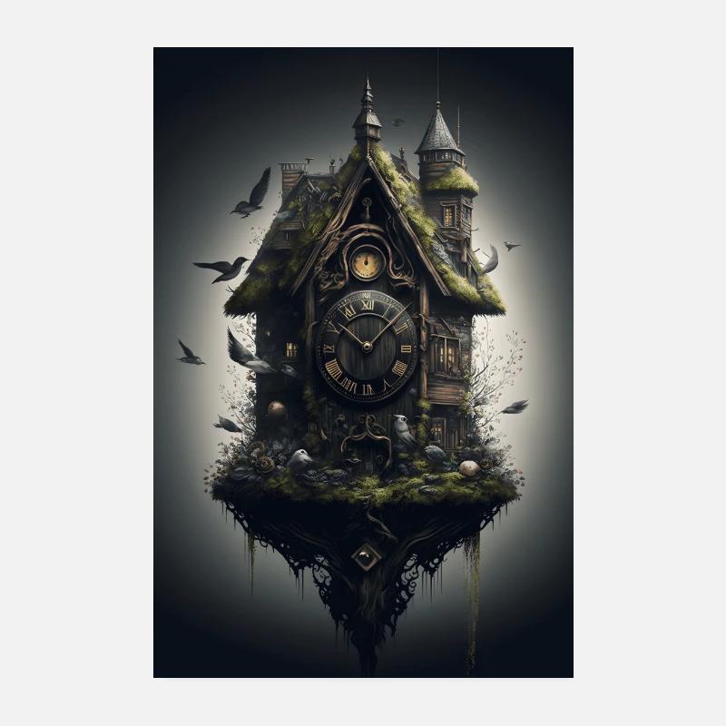 Schwarzwald Kuckucksuhr Horror im Dunklen Poster 20x30 cm