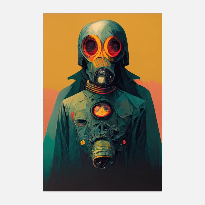 nightmare gas mask eeire mood void madness hyperr Poster 8" x 12" (20x30 cm)