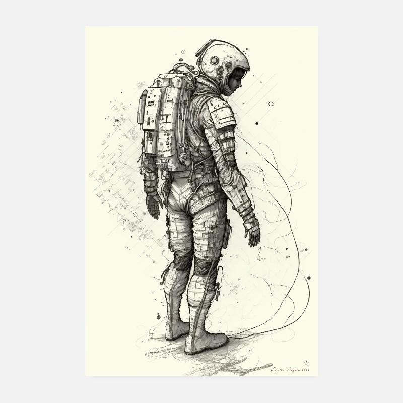 Futuristischer Astronautenarbeiter Poster 20x30 cm