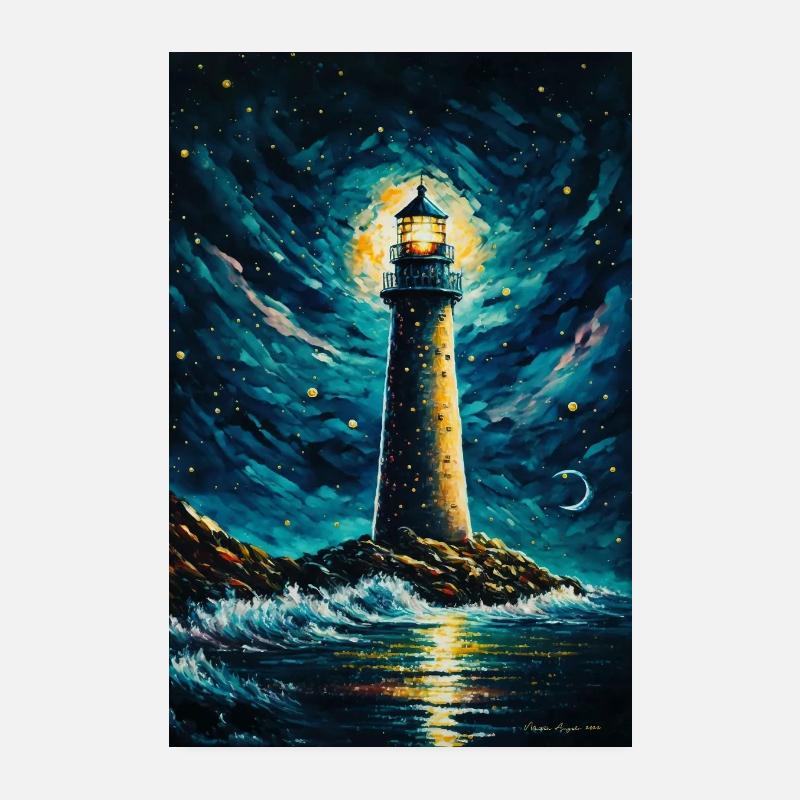 Masterpiece of a Lighthouse Poster 8" x 12" (20x30 cm)