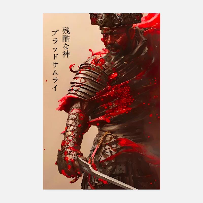 Samurai Krieger Japan - Poster 20x30 cm - Weiß