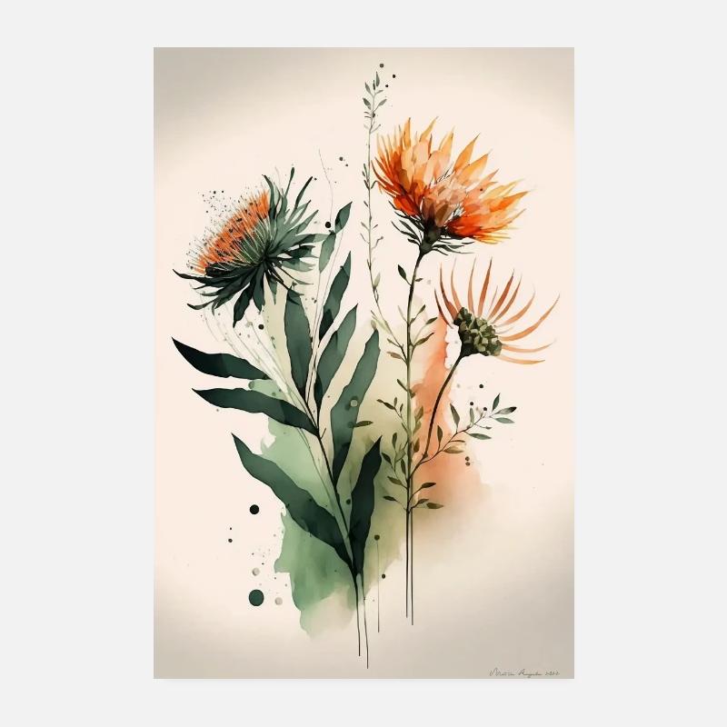 Composition Florale -3- Aquarelle Poster 20 x 30 cm