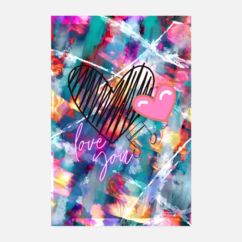 Abstrait LOVE YOU Poster 20 x 30 cm