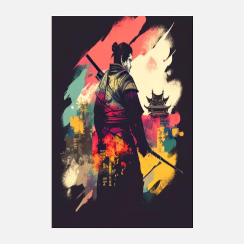Samurai im Dunkeln Poster 20x30 cm