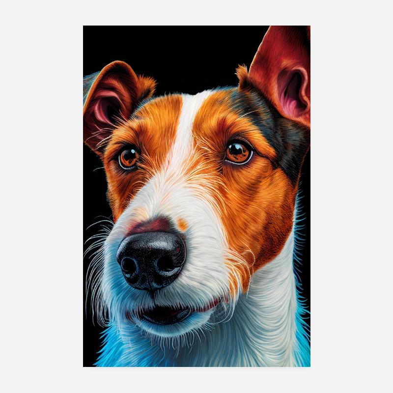 Portrait de chien Fox Terrier Poster 20 x 30 cm