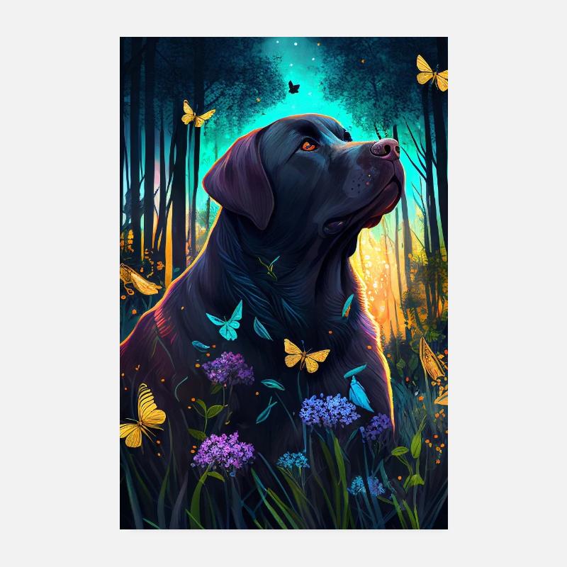 Labrador Dog Forest Poster 8" x 12" (20x30 cm)