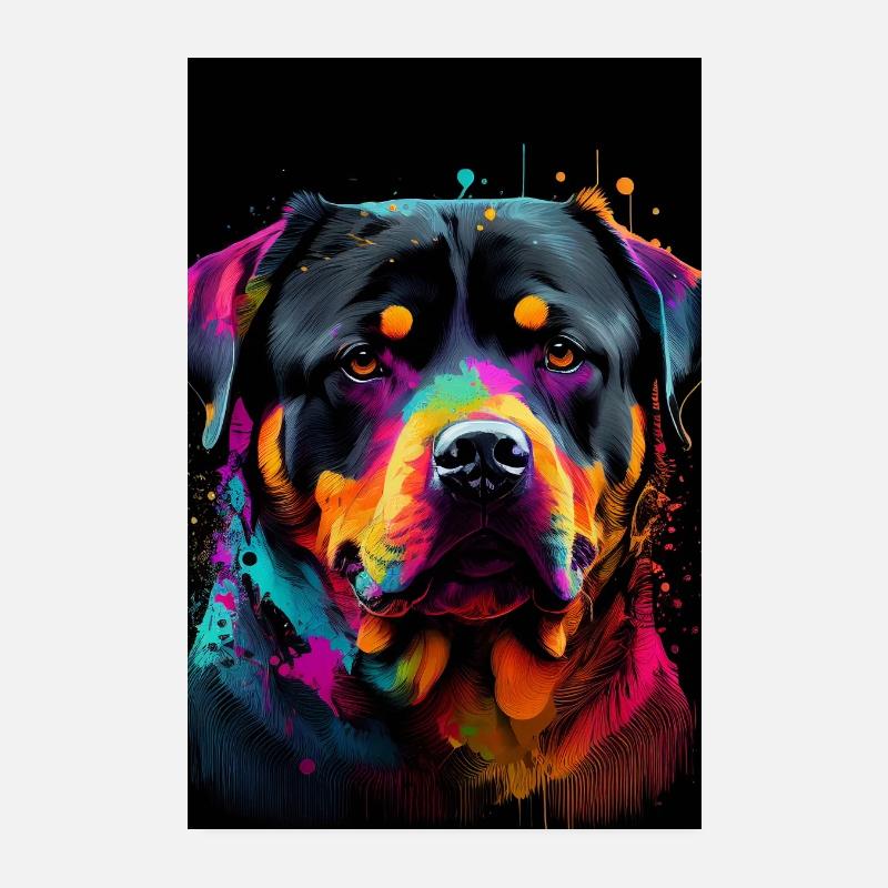 Rottweiler Chien Coloré Poster 20 x 30 cm