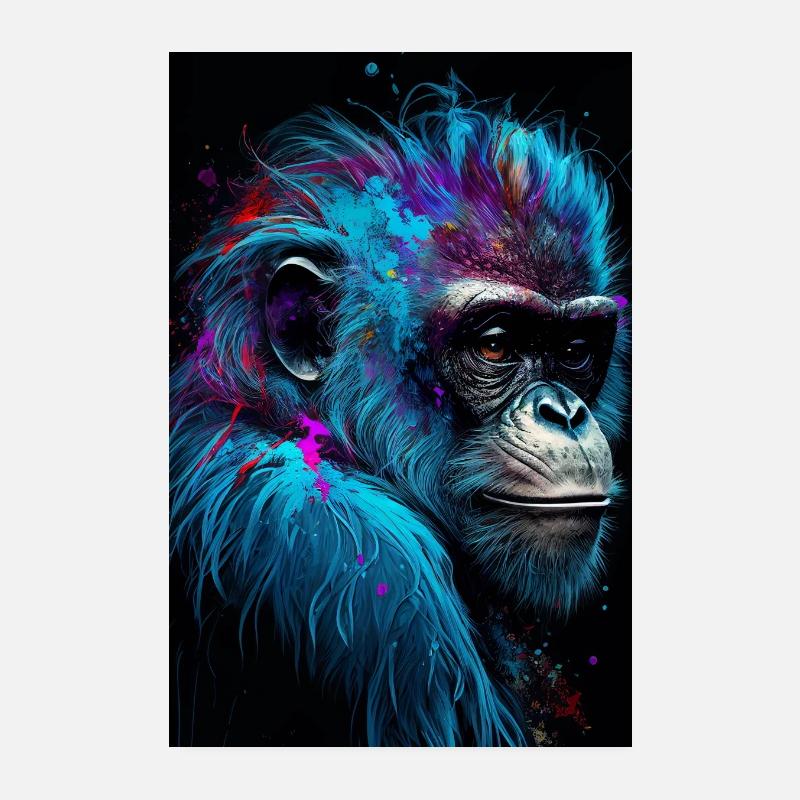Decorative Chimpanzee Digital Art Poster | .AI Poster 8" x 12" (20x30 cm)