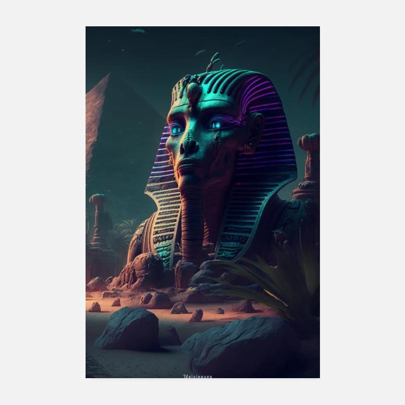 Sphinx d’un pharaon extraterrestre de l’Égypte ancienne Poster 20 x 30 cm