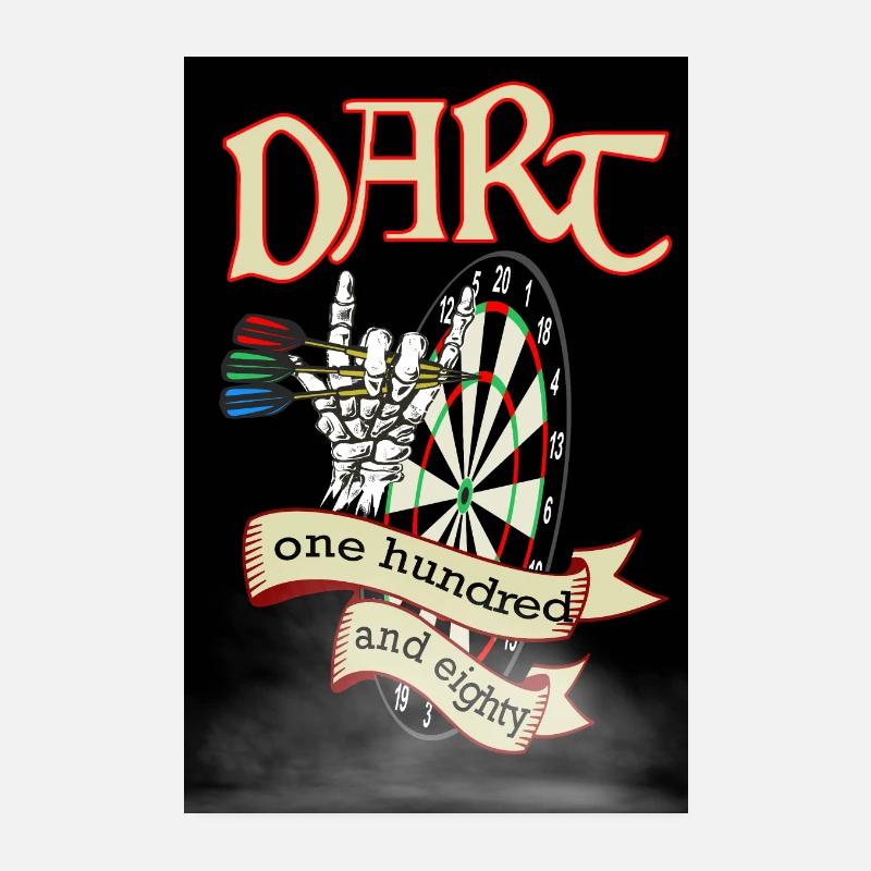 Dart Skull cent quatre-vingts, fléchettes de jeu de fléchettes - Poster 20 x 30 cm - blanc