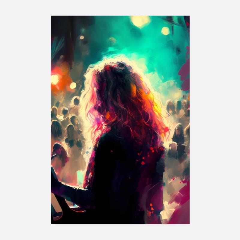 Rockshow Stage Poster Digital Art | AI generated Poster 8" x 12" (20x30 cm)