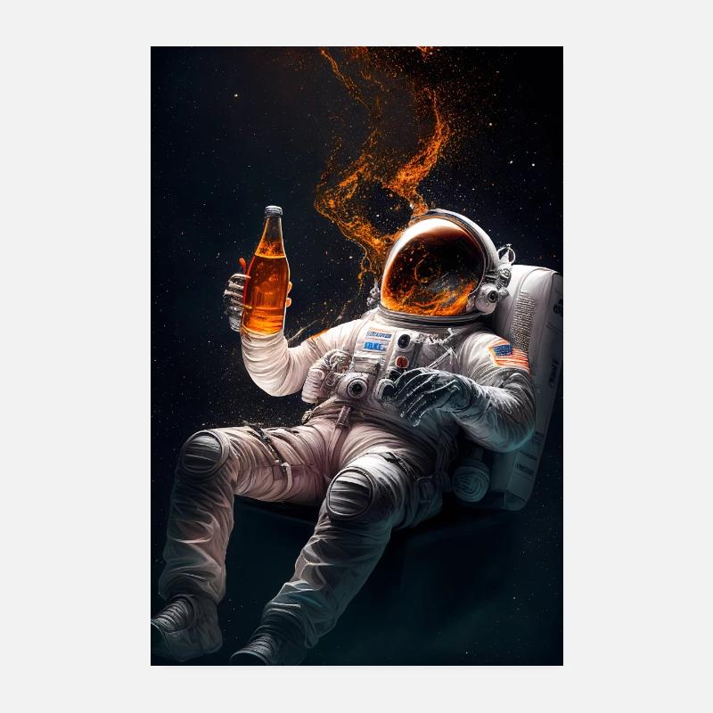 Astronaut with beer Poster 8" x 12" (20x30 cm)