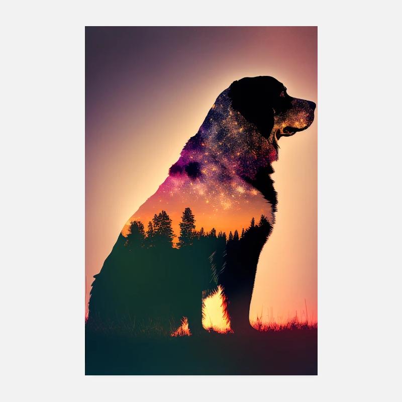 Bouvier Bernois Retro Forest Poster 20 x 30 cm