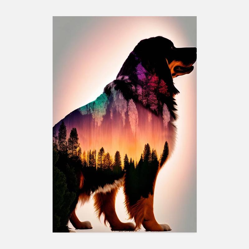Bouvier Bernois Forest Retro Poster 20 x 30 cm