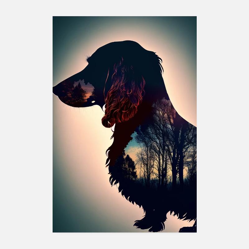 Teckel Dog Rétro Forêt Poster 20 x 30 cm