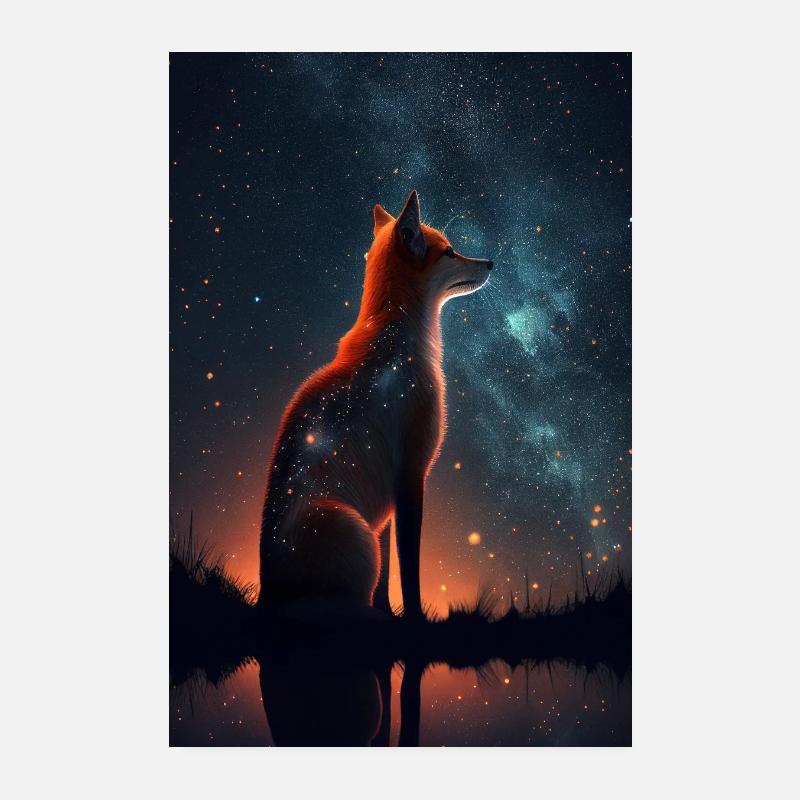 Fox Foxes Animal Galaxy Animal Poster 8" x 12" (20x30 cm)