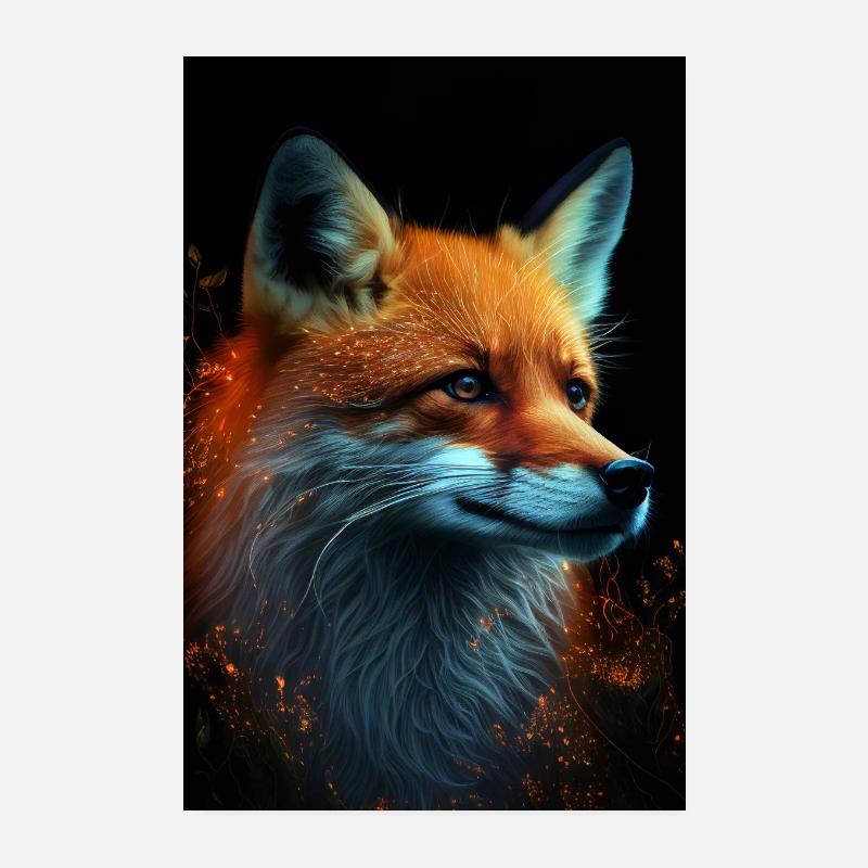 Fox Foxes Animal Face Animal Poster 8" x 12" (20x30 cm)